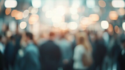 Blurred Background of Business People in Modern Office Conference