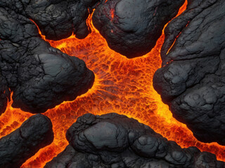 Lava volcánica extendiéndose vista de cerca
