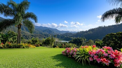 Obraz premium Tropical Mountain Lake View