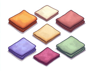 Colorful Folded Towels Illustration