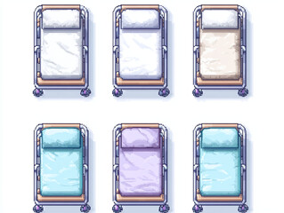 Pixel Art Hospital Beds - Various Colors