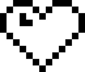 Black heart pixel art icon PNG