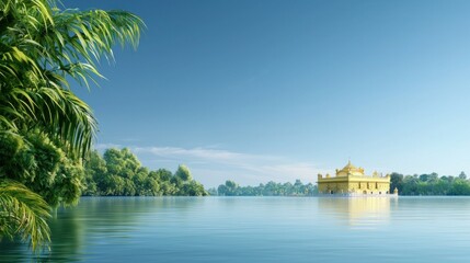 Obraz premium Golden Temple on a Calm Lake