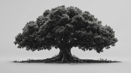 Fototapeta premium Detailed Sketch of a Black and White Tree Representing Family Roots and Heritage