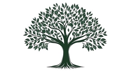 Fototapeta premium Lush Green Tree with Abundant Foliage and Roots