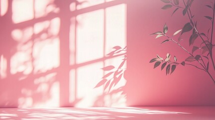 Soft Pink Gradient Interior with Subtle Shadows from Window