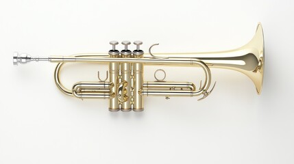 Obraz premium Golden Trumpet on White Background