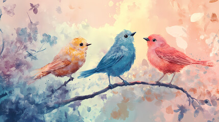 Obraz premium bird colorful cute birds