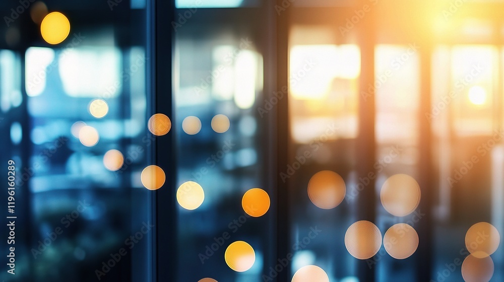 Poster abstract light bokeh in modern open office layout