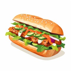 the AI Image Generator, Delicious Illustrated Sandwich with Fresh Vegetables