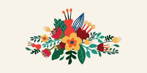 Elegant Floral Illustration. Editable banner with Bouquet of wildflowers for International Women's Day and other design concepts