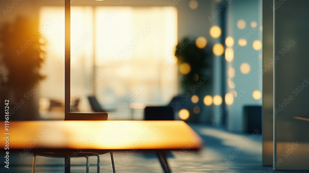 Poster abstract blurred empty office space with soft light and bokeh effects