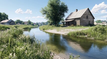 Obraz premium Rustic River Landscape