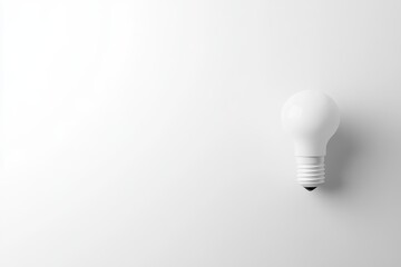 Single white lightbulb on white background.