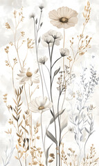 Creative 2D Doodle Floral Illustrations for wallpaper, card, tile