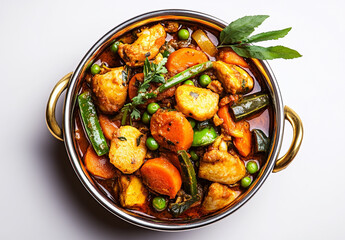 Steel bowl of Indian mixed vegetable sabzi