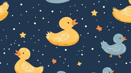 duck seamless pattern rubber duck shower bathroom toy bird chicken vector pet scarf isolated cartoon animal tile wallpaper repeat background illustration doodle design