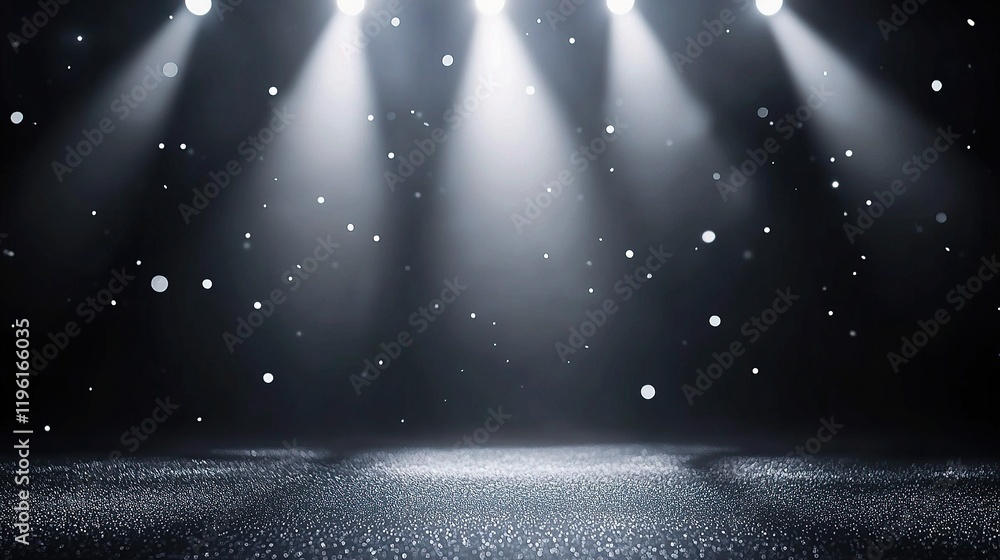 Poster abstract spotlight scene with bokeh effect in black and white background