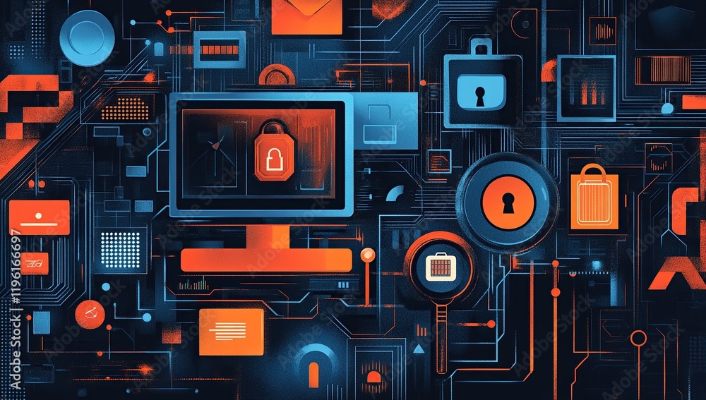 Poster digital security: exploring cybersecurity measures & safeguarding data efficiently online