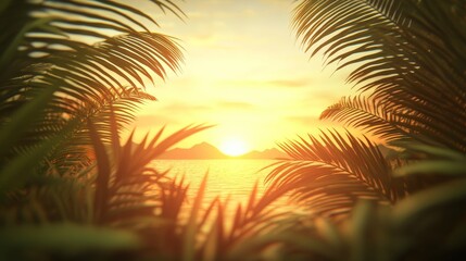 Fototapeta premium Serene Sunrise Over Rugged Lake Framed by Fir Trees and Lush Greenery