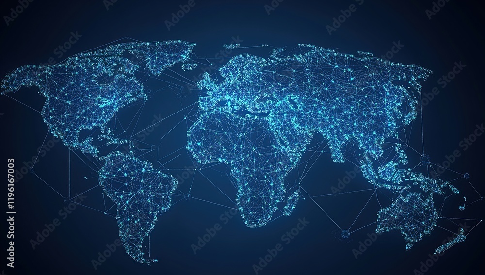 Poster global network: interconnected world, digital connections visualized, complex systems analysis, data