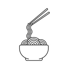thin line happy bowl with noodle ramen.