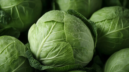Fresh Green Cabbages with Water Droplets, fresh cabbage, fresh cabbages, vegetable, vegetables, healthy food