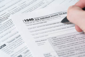1040 Tax Form, Federal Income Tax Return, Individual Filing Document, Paper Close-Up