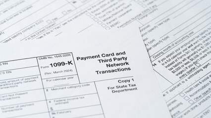 Form 1099-K, Payment Card and Third Party Network Transactions, IRS Tax Document Close-Up