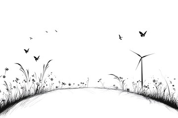 Fototapeta premium Nature's Energy: A Peaceful Landscape with Windmill