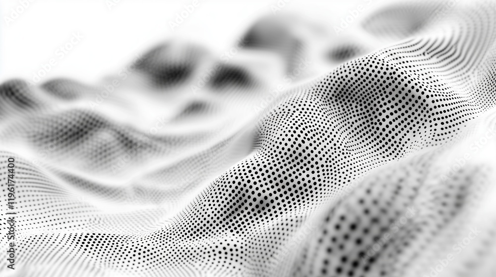 Poster halftone waves with dots. abstract liquid forms with dotted wave effects full depth of field, isolat