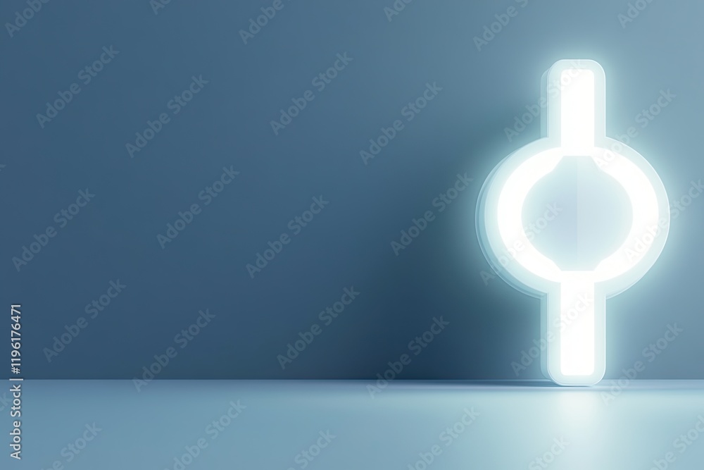 Poster minimalist image of glowing power switch icon symbolizing energy control placed on clean solid backg