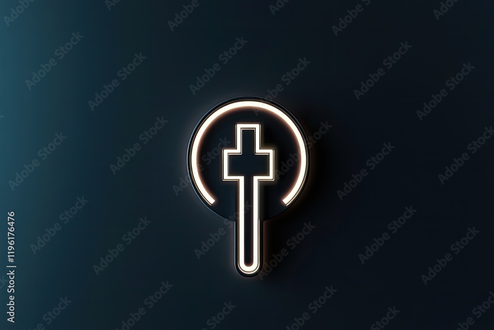 Poster minimalist image of glowing power switch icon symbolizing energy control placed on clean solid backg