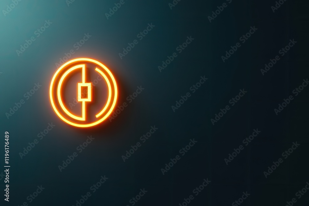 Poster minimalist image of glowing power switch icon symbolizing energy control placed on clean solid backg