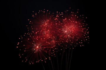 Red fireworks night celebration pyrotechnic.