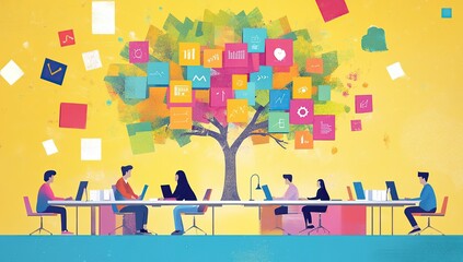 Team Brainstorming: Innovative Ideas Grow on Collaboration Tree, Fostering Creative Solutions Efficiently