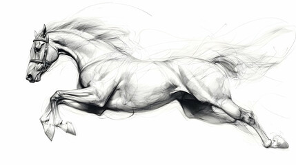 Leaping Horse Sketch, drawing, jump, equine, stallion, mare