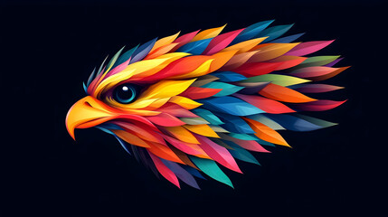 Obraz premium Colorful Abstract Eagle Head, bird, profile, vibrant, multicolored, rainbow