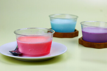 Silky pudding in a cup with isolated background.
