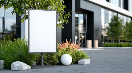 Blank Vertical Sign Mockup in Modern Urban Setting