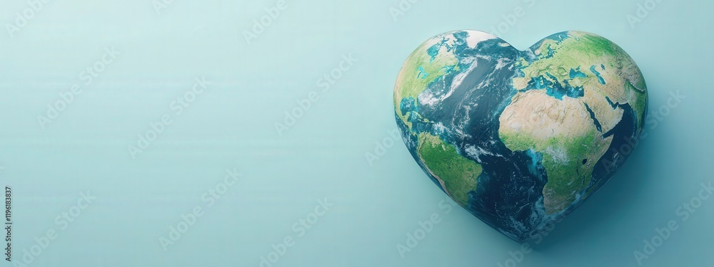 Poster a heart-shaped globe with hands intertwined in unity along its borders