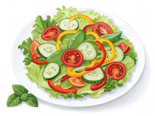 salad. salad, food, tomato, fresh, healthy, vegetable, meal, plate, cheese, dinner, appetizer, mozzarella, green, basil, closeup, diet, red, vegetarian, tomatoes, lettuce, dish, italian, cucumber, whi