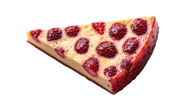 Cheesecake with berries and jam close up, created with Generative AI technology, PNG