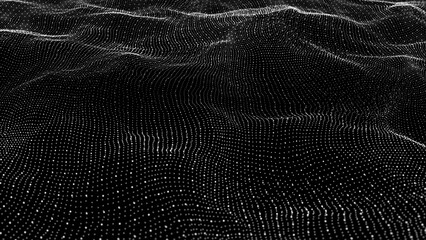 Abstract monochrome background, digital waves on dark background, 4k 