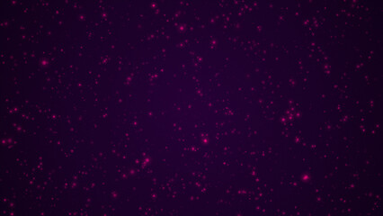 Purple particles on dark background, bokeh effect, dust effect, small particles.