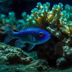 Obraz premium Serene Luminescence: The Devils Hole Pup fish in a Mystical Aquatic Cave
