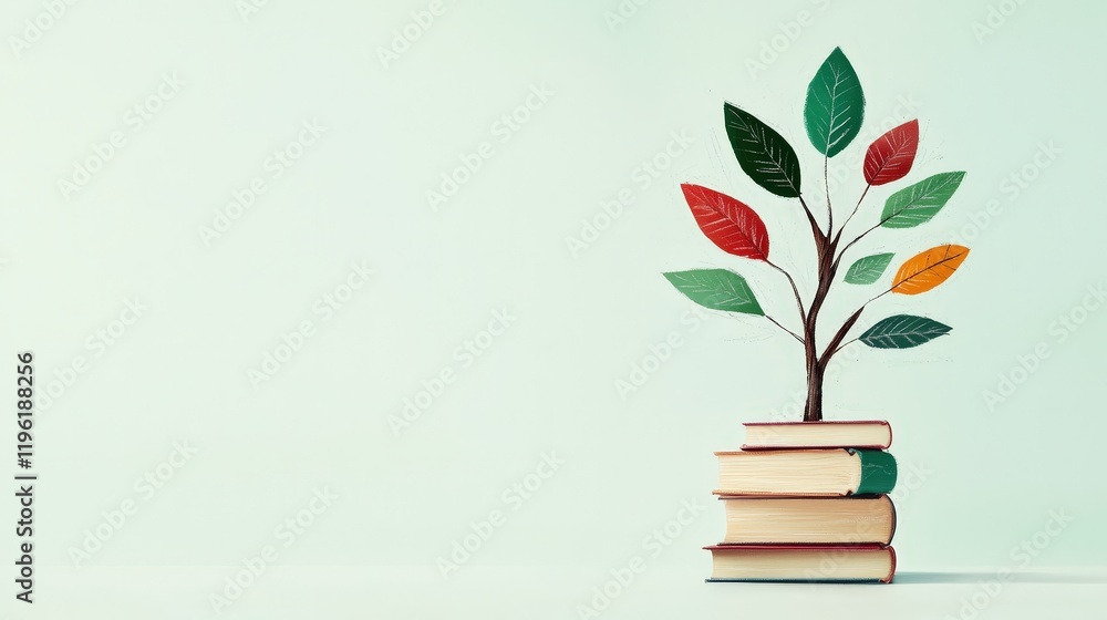 Poster A tree made of books with each leaf representing a unique script or symbol