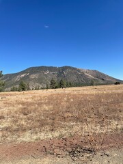 Serene landscape with mountain under clear blue sky