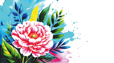 Vector beautiful colorful painting of flowers on a white background 