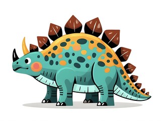 Cartoon style vector illustration. Cute stegosaurus on white background,nature,wild,dino,isolated